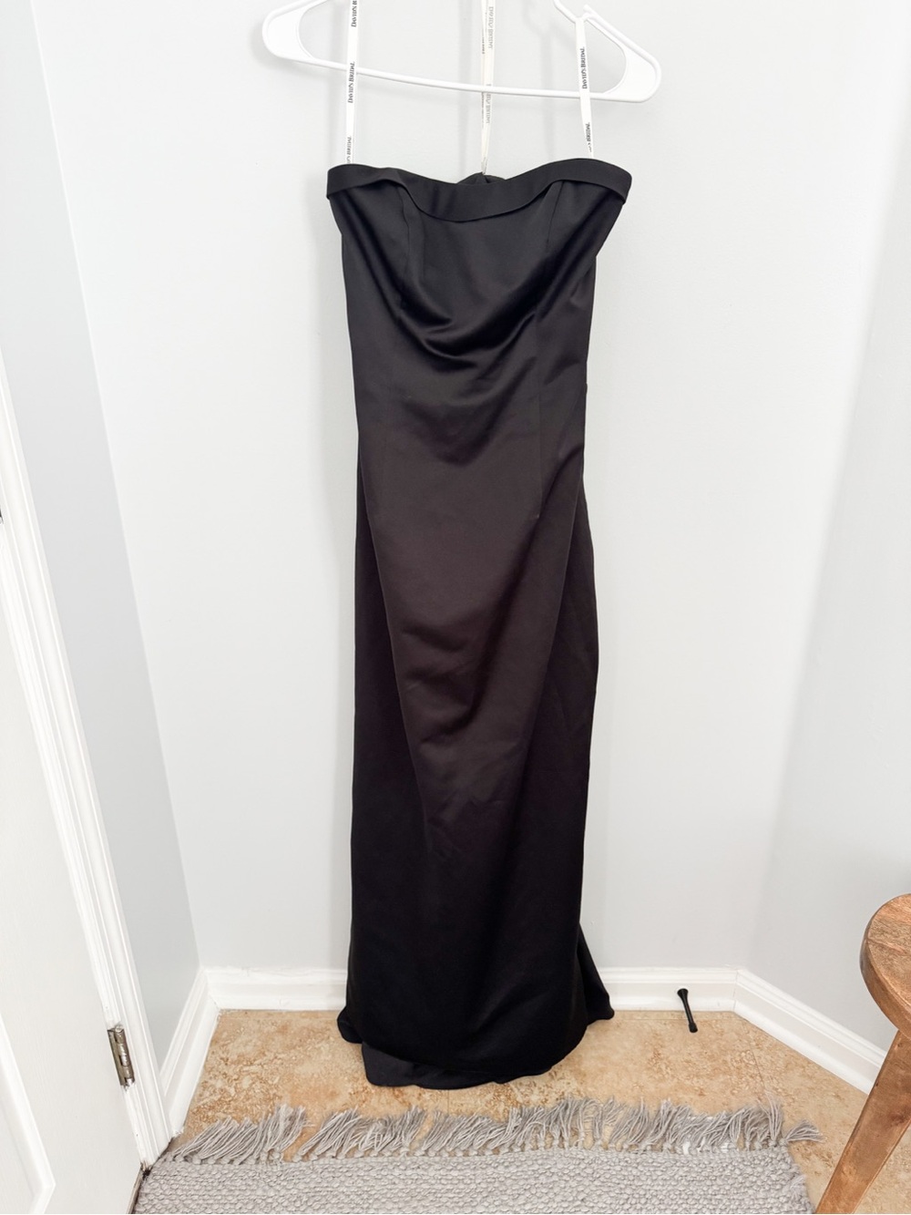 David’s Bridal Classic Black Strapless Evening Gown